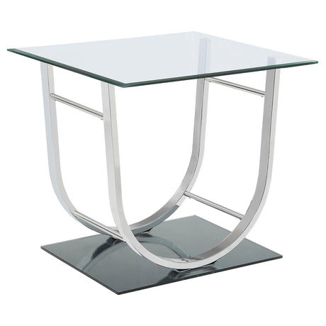 Furniture City Houma - Coaster - Danville Square U-Shaped Glass Top Side End Table Chrome - 704987