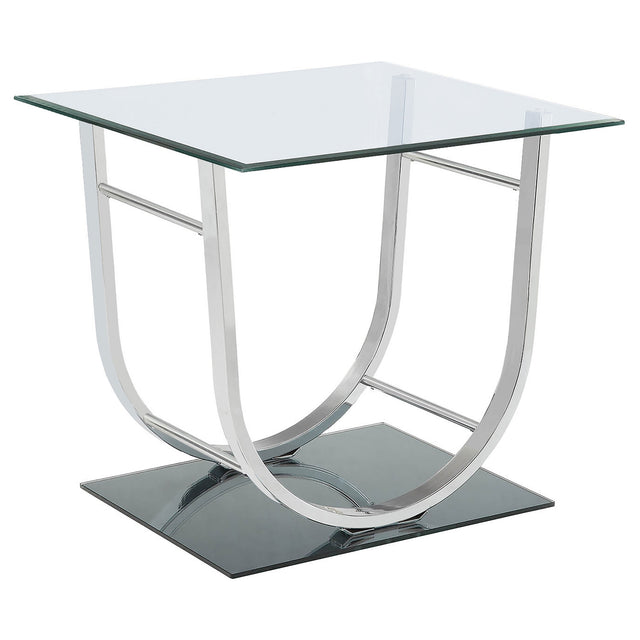 Furniture City Houma - Coaster - Danville Square U-Shaped Glass Top Side End Table Chrome - 704987