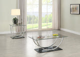 Furniture City Houma - Coaster - Danville 2-piece Glass Top Coffee and End Table Set Chrome - 704988-S2