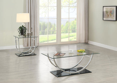 Furniture City Houma - Coaster - Danville 2-piece Glass Top Coffee and End Table Set Chrome - 704988-S2