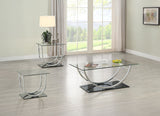 Furniture City Houma - Coaster - Danville 3-piece Glass Top Coffee and End Table Set Chrome - 704988-S3