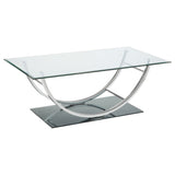 Furniture City Houma - Coaster - Danville Rectangular U-Shaped Glass Top Coffee Table Chrome - 704988
