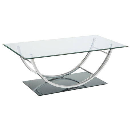 Furniture City Houma - Coaster - Danville Rectangular U-Shaped Glass Top Coffee Table Chrome - 704988
