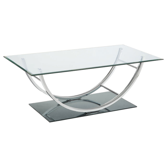 Furniture City Houma - Coaster - Danville Rectangular U-Shaped Glass Top Coffee Table Chrome - 704988