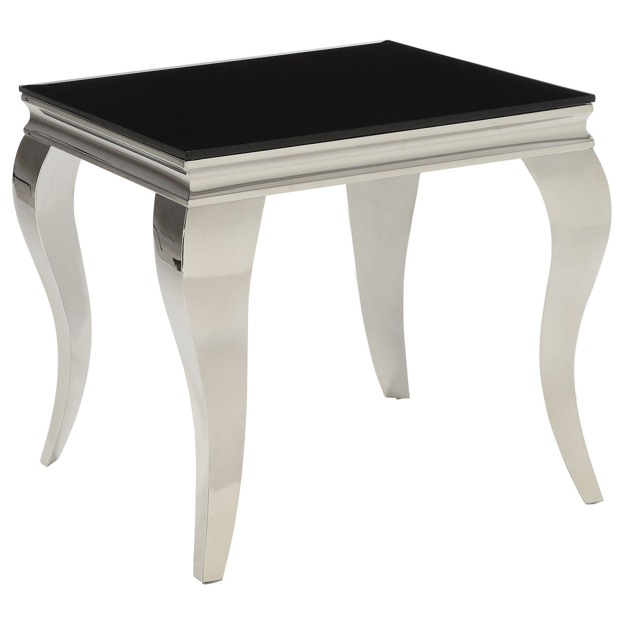 Furniture City Houma - Coaster - Carone Square Glass Top End Side Table Black and Chrome - 705017