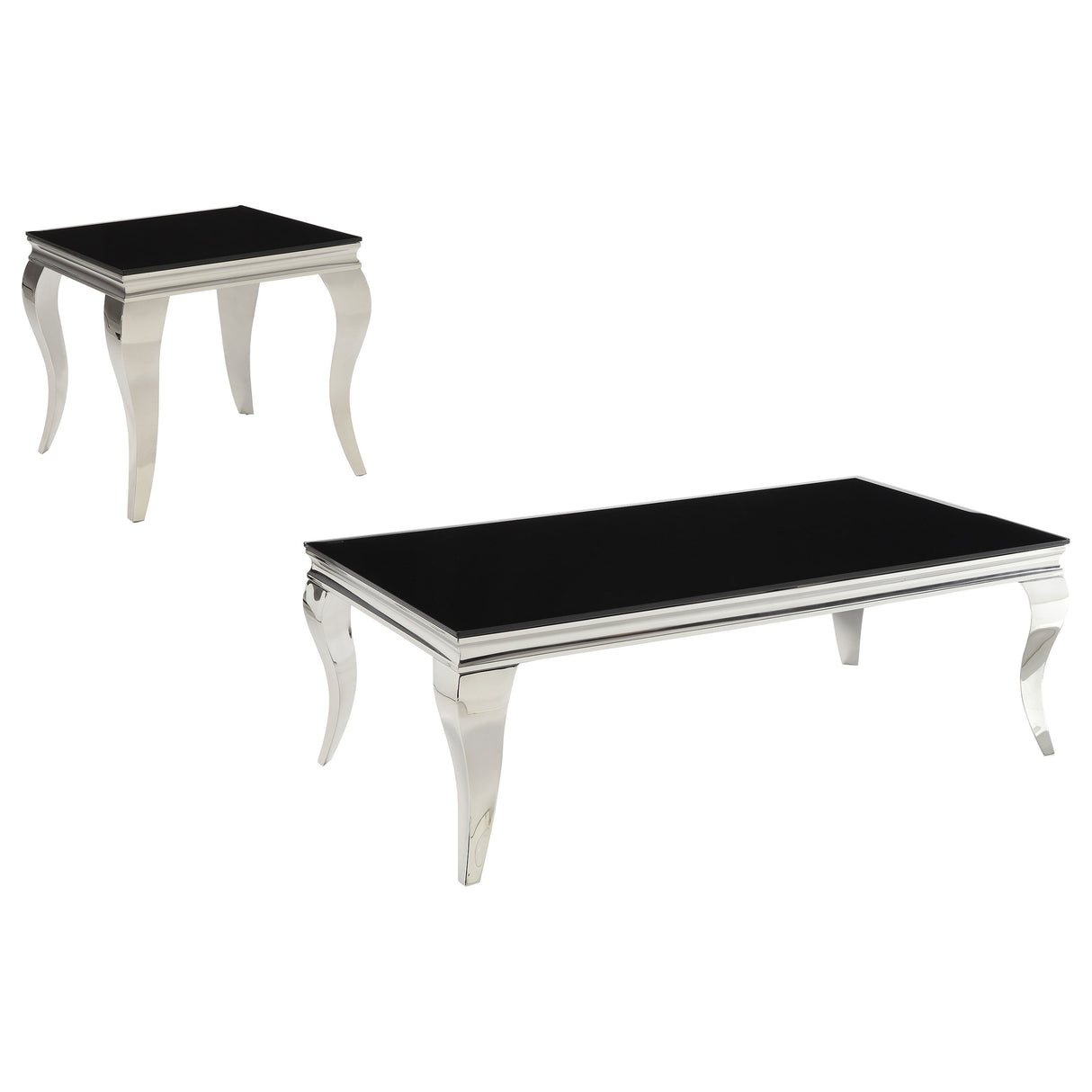 Furniture City Houma - Coaster - Carone 2-piece Glass Top Coffee and End Table Set Black - 705018-S2