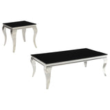 Furniture City Houma - Coaster - Carone 2-piece Glass Top Coffee and End Table Set Black - 705018-S2