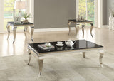 Furniture City Houma - Coaster - Carone 3-piece Glass Top Coffee and End Table Set Black - 705018-S3