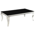 Furniture City Houma - Coaster - Carone Rectangular Glass Top Coffee Table Black and Chrome - 705018