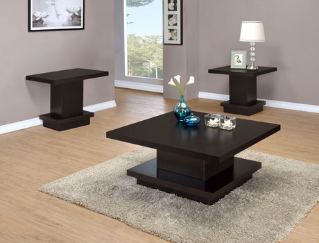 Furniture City Houma - Coaster - Reston 3-piece Square Coffee and End Table Set Cappuccino - 705168-S3
