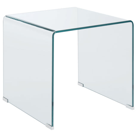 Furniture City Houma - Coaster - Ripley Squared Tempered Bent Glass Side End Table Clear - 705327