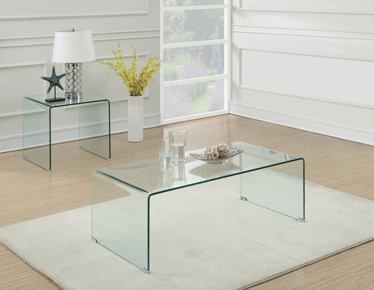 Furniture City Houma - Coaster - Ripley 2-piece Bent Glass Coffee and End Table Set Clear - 705328-S2