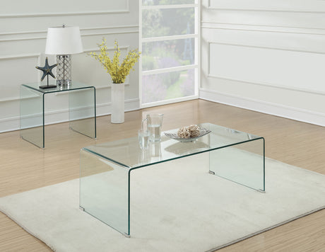 Furniture City Houma - Coaster - Ripley 2-piece Bent Glass Coffee and End Table Set Clear - 705328-S2