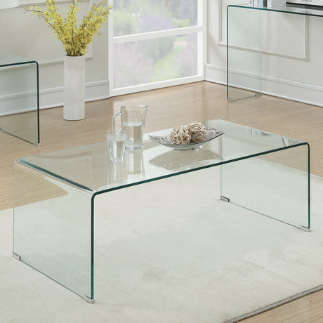 Furniture City Houma - Coaster - Ripley Rectangular Tempered Bent Glass Coffee Table Clear - 705328