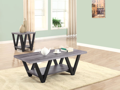 Furniture City Houma - Coaster - Stevens 2-piece Rectangular Coffee and End Table Set Grey - 705398-S2