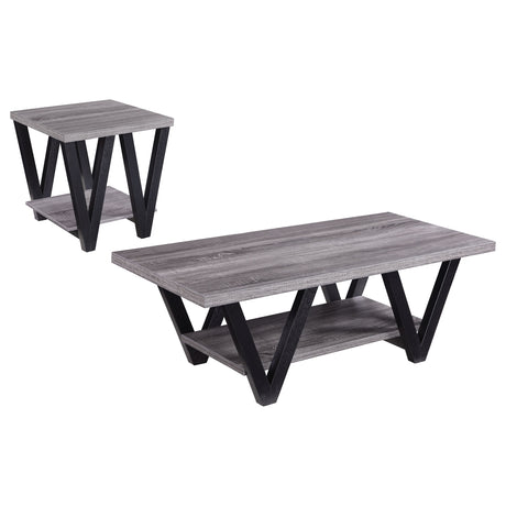 Stevens 2-piece Rectangular Coffee and End Table Set Grey