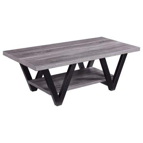 Furniture City Houma - Coaster - Stevens Engineered Wood Coffee Table Antique Grey and Black - 705398