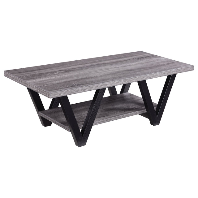 Furniture City Houma - Coaster - Stevens Engineered Wood Coffee Table Antique Grey and Black - 705398