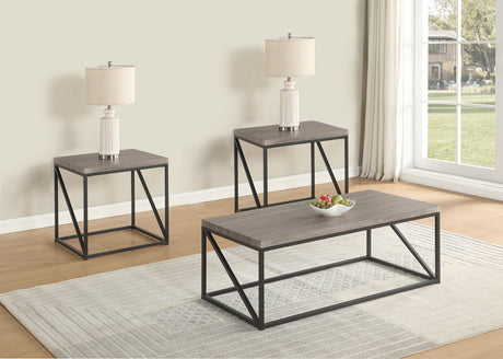 Furniture City Houma - Coaster - Birdie 3-piece Coffee and End Table Set Sonoma Grey - 705618-S3