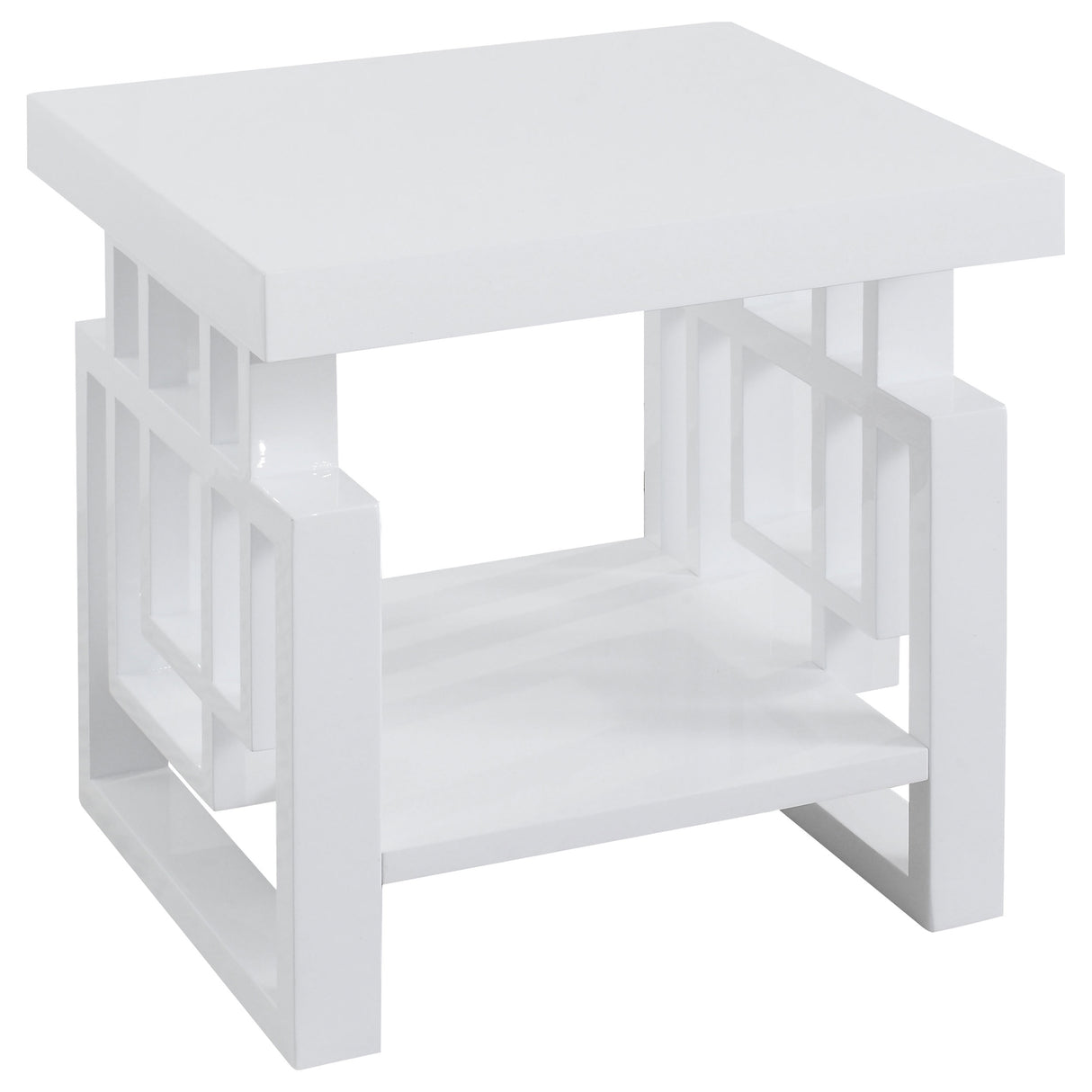 Furniture City Houma - Coaster - Schmitt Rectangular Side End Table White High Gloss - 705707