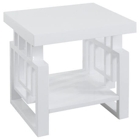Furniture City Houma - Coaster - Schmitt Rectangular Side End Table White High Gloss - 705707