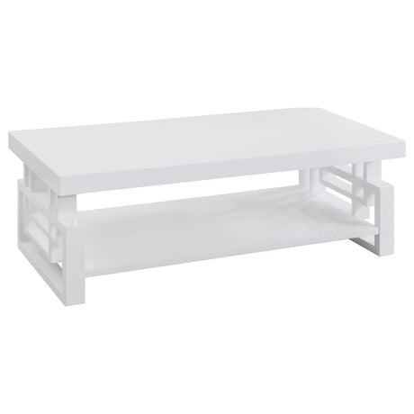 Furniture City Houma - Coaster - Schmitt Rectangular Coffee Table White High Gloss - 705708