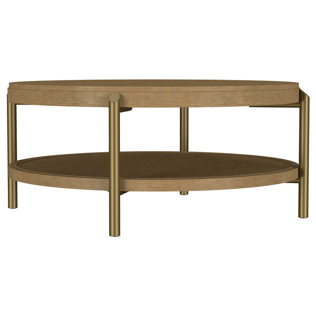 Furniture City Houma - Coaster - Arini Round Coffee Table With Storage Shelf Sand Wash - 706188
