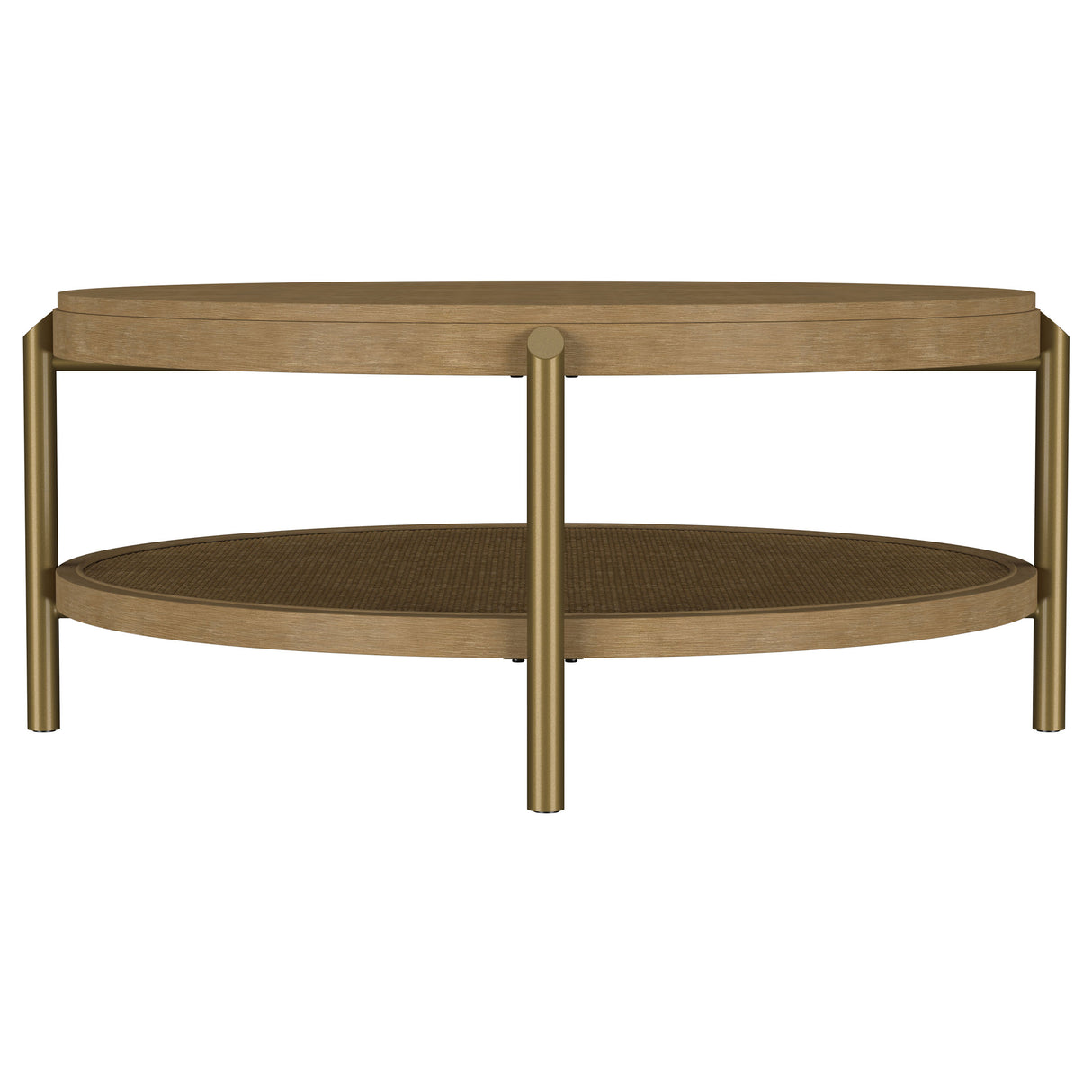 Arini Round Coffee Table With Storage Shelf Sand Wash