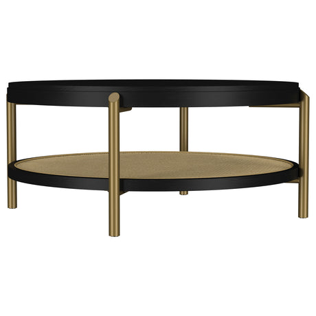 Furniture City Houma - Coaster - Arini Round Coffee Table With Storage Shelf Black - 706198