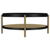 Arini Round Coffee Table With Storage Shelf Black
