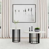Furniture City Houma - Coaster - Haven 2-piece Round Marble Coffee and End Table Set Black - 706208-S2