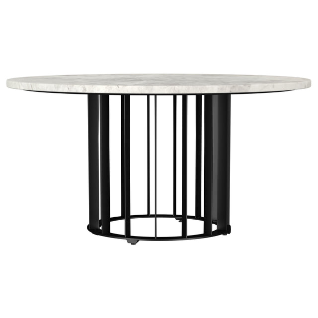 Furniture City Houma - Coaster - Haven Round Genuine White Marble Top Coffee Table Black - 706208