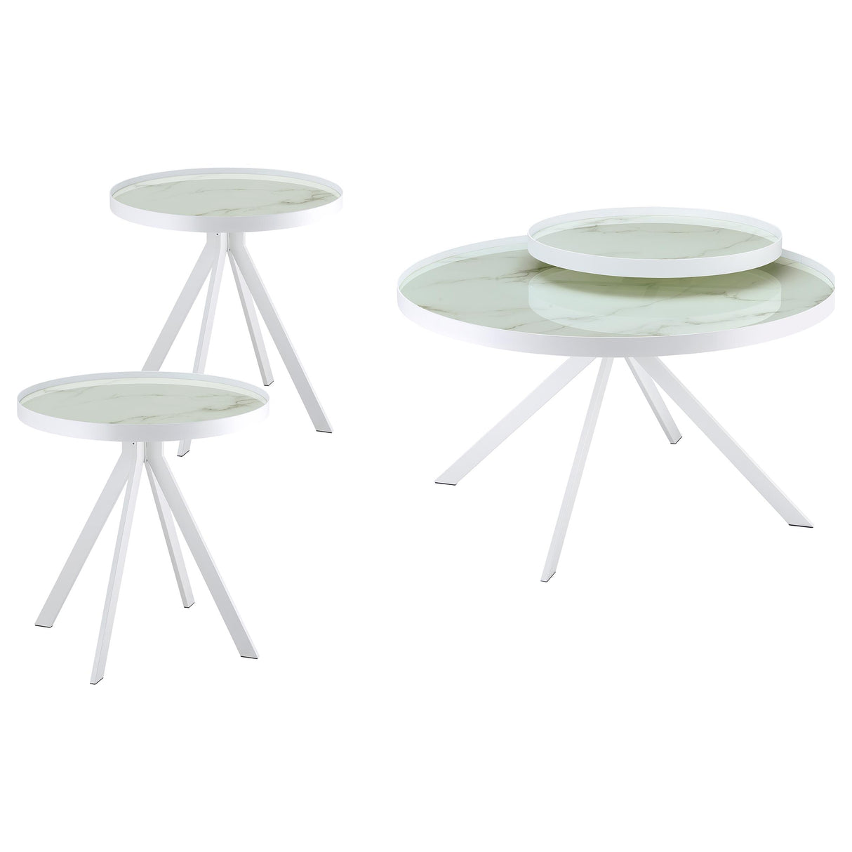 Furniture City Houma - Coaster - Briggs 3-piece Round Coffee and End Table Set White - 706258-S3