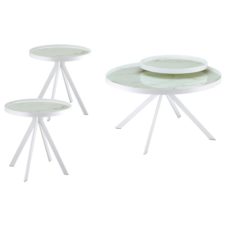 Furniture City Houma - Coaster - Briggs 3-piece Round Coffee and End Table Set White - 706258-S3