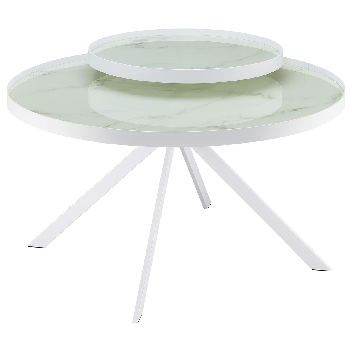 Furniture City Houma - Coaster - Briggs Round Marble Printed Glass Top Coffee Table White - 706258