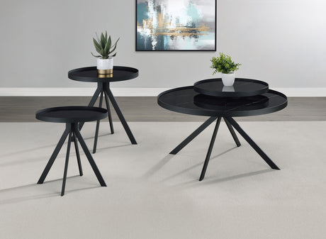 Furniture City Houma - Coaster - Briggs 3-piece Round Coffee and End Table Set Black - 706268-S3