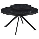 Furniture City Houma - Coaster - Briggs Round Marble Printed Glass Top Coffee Table Black - 706268