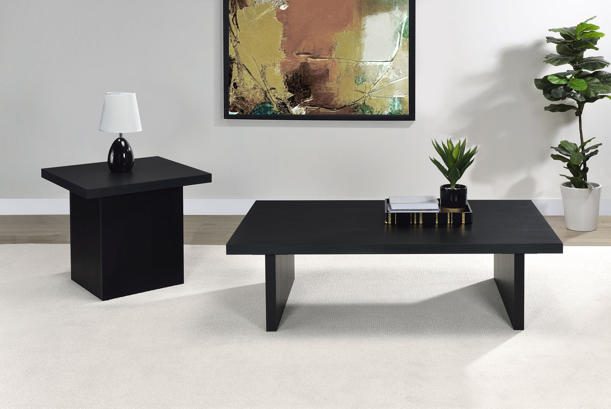 Furniture City Houma - Coaster - Max 2-piece Rectangular Coffee and End Table Set Black - 706278-S2