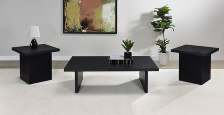 Furniture City Houma - Coaster - Max 3-piece Rectangular Coffee and End Table Set Black - 706278-S3