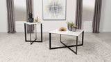 Furniture City Houma - Coaster - Tobin 2-piece Marble Top Coffee and End Table Set White - 707698-S2