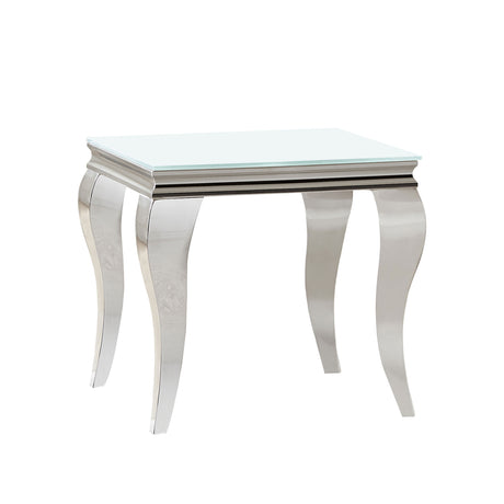 Furniture City Houma - Coaster - Carone Square Glass Top End Side Table White and Chrome - 707767