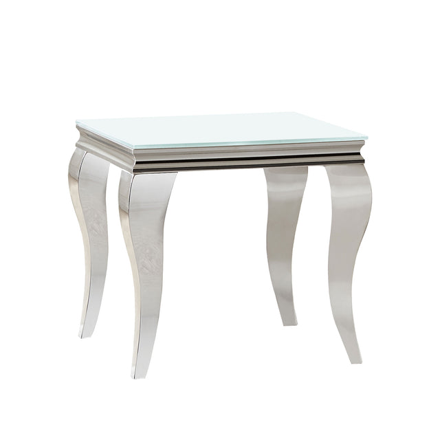 Furniture City Houma - Coaster - Carone Square Glass Top End Side Table White and Chrome - 707767
