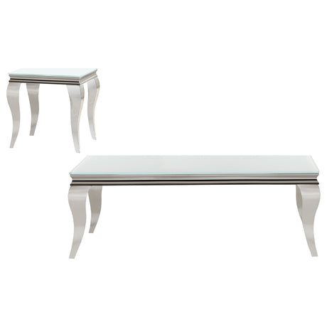 Furniture City Houma - Coaster - Carone 2-piece Glass Top Coffee and End Table Set White - 707768-S2