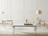 Furniture City Houma - Coaster - Carone 3-piece Glass Top Coffee and End Table Set White - 707768-S3