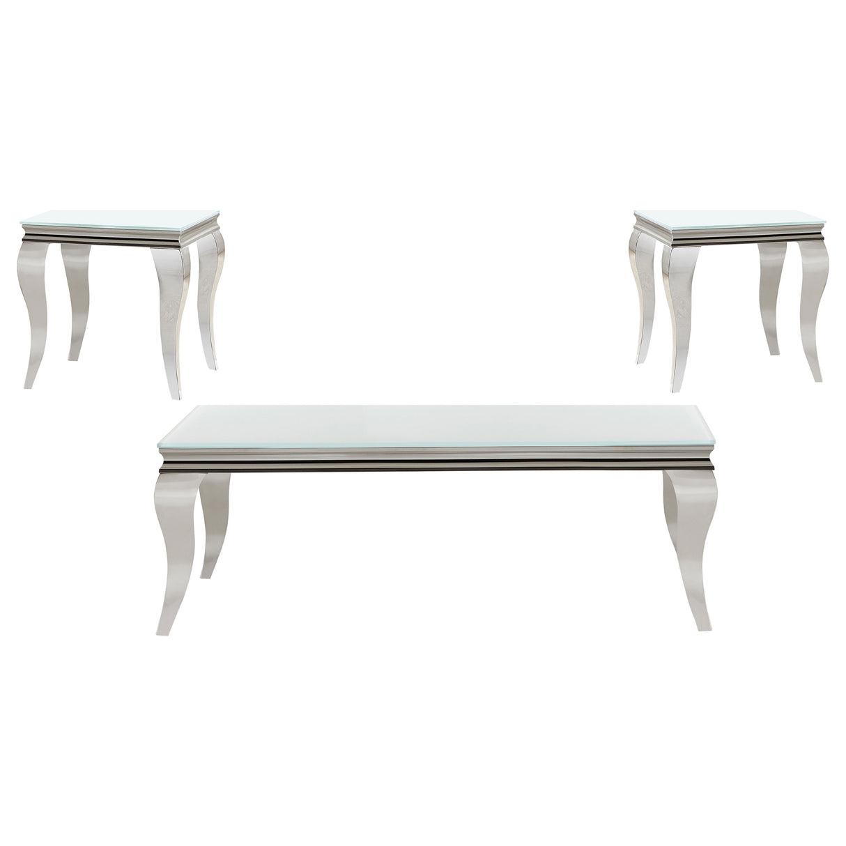 Carone 3-piece Glass Top Coffee and End Table Set White