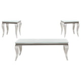 Carone 3-piece Glass Top Coffee and End Table Set White