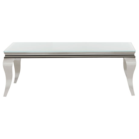 Furniture City Houma - Coaster - Carone Rectangular Glass Top Coffee Table White and Chrome - 707768