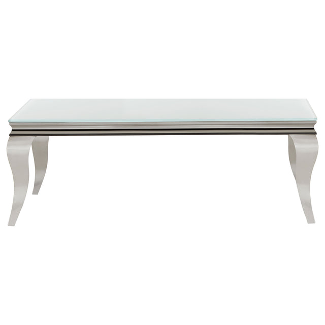 Furniture City Houma - Coaster - Carone Rectangular Glass Top Coffee Table White and Chrome - 707768