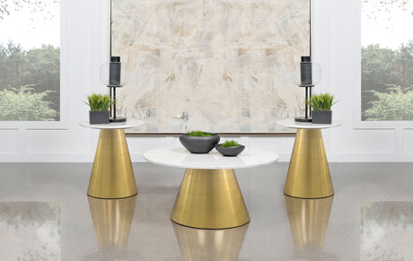 Furniture City Houma - Coaster - Avon 3-piece Marble Top Coffee and End Table Set White - 707828-S3