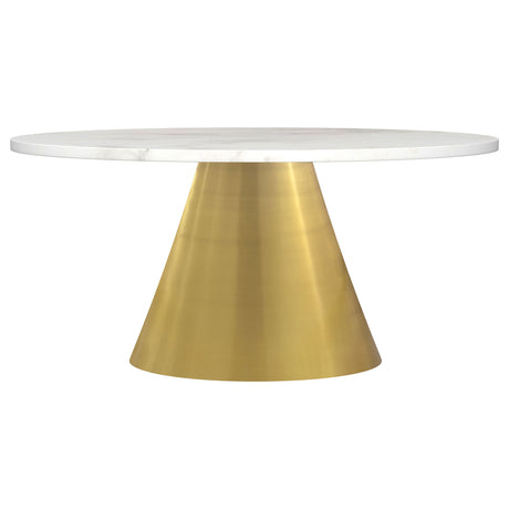 Furniture City Houma - Coaster - Avon Round Marble Top Stainless Steel Coffee Table White - 707828